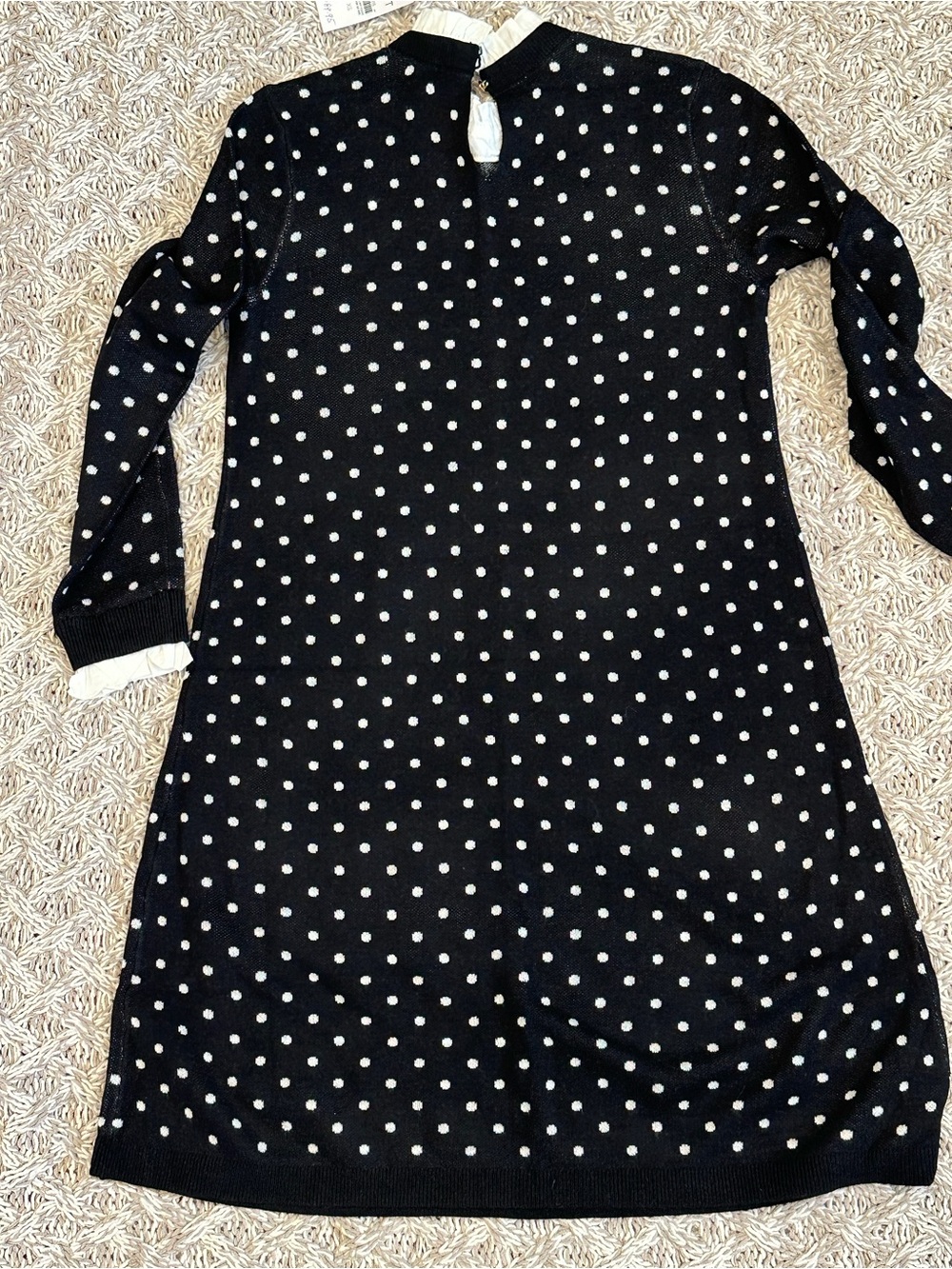 LOFT Black Sweater dress with White Polka Dots